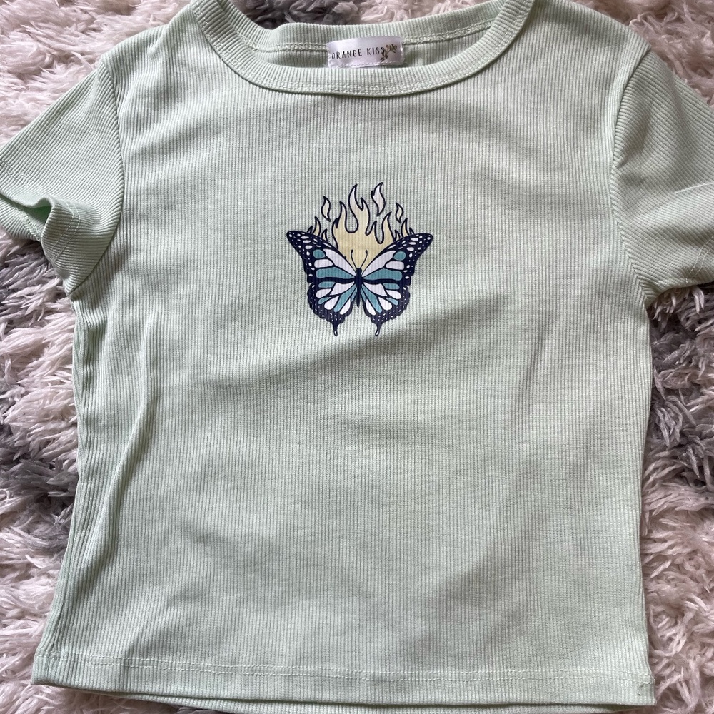 Orange kiss butterfly shirt